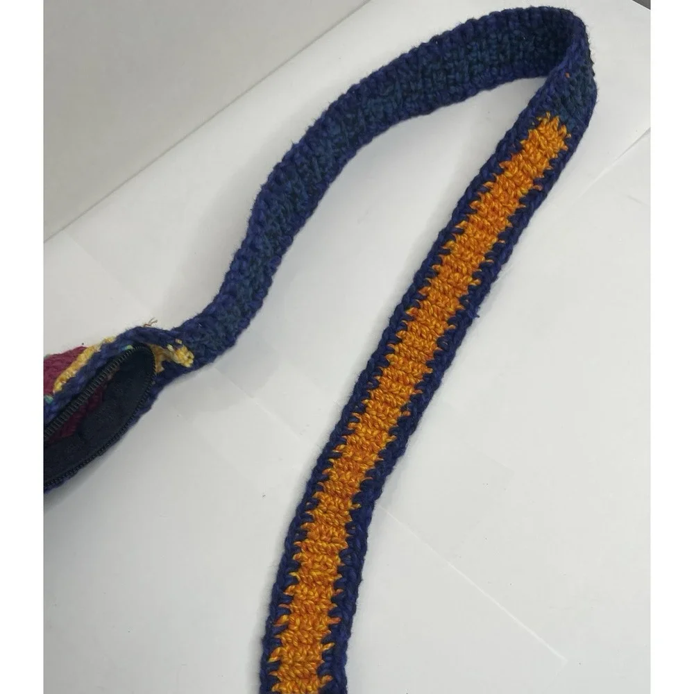 Guatamalan Woven Hobo Bag Crossbody Purse With Zipper Blue Orange Yellow Floral